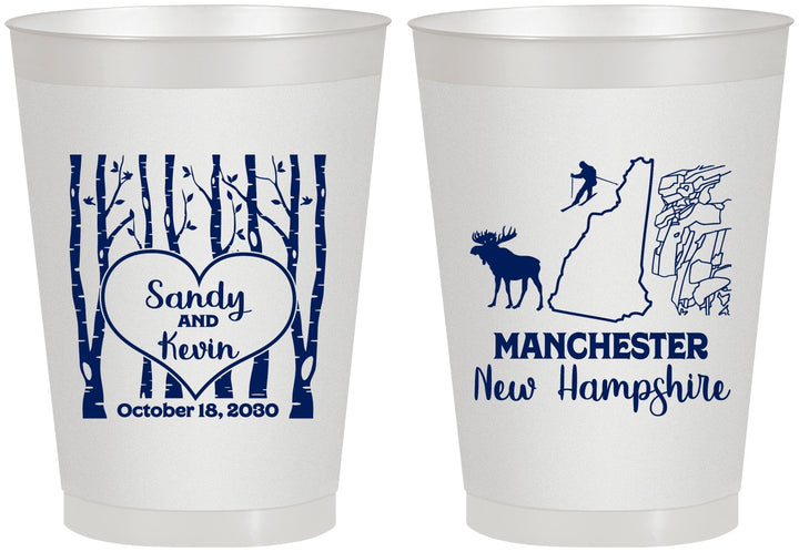 Personalized Wedding 8 oz Frosted Cups - New Hampshire | 178