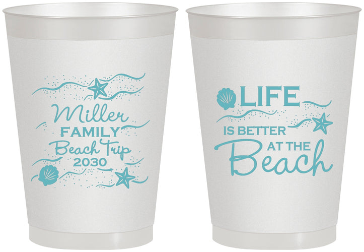 Personalized Family Vacation 8 oz Frosted Cups - Life Is Better At The Beach | 180001