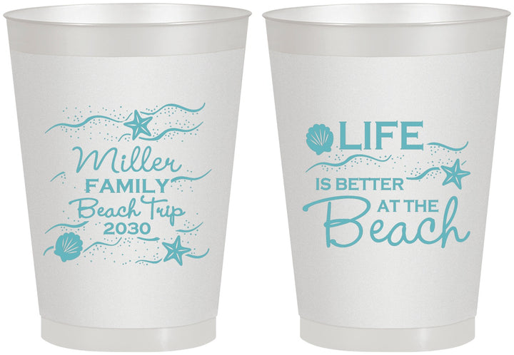 Personalized Family Vacation 8 oz Frosted Cups - Life Is Better At The Beach | 180001