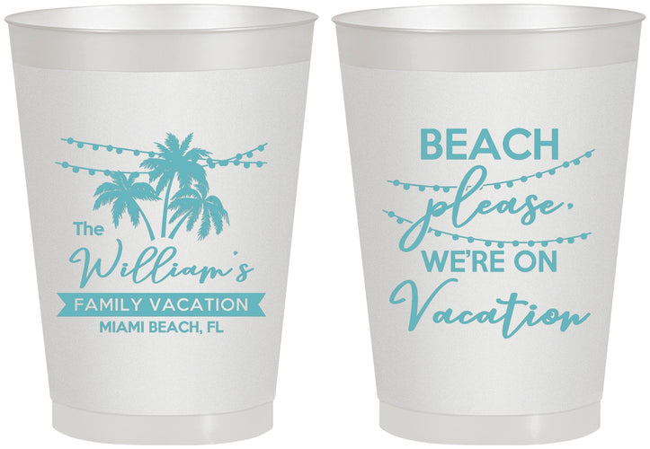 Personalized Family Vacation 8 oz Frosted Cups - Beach Please | 180004