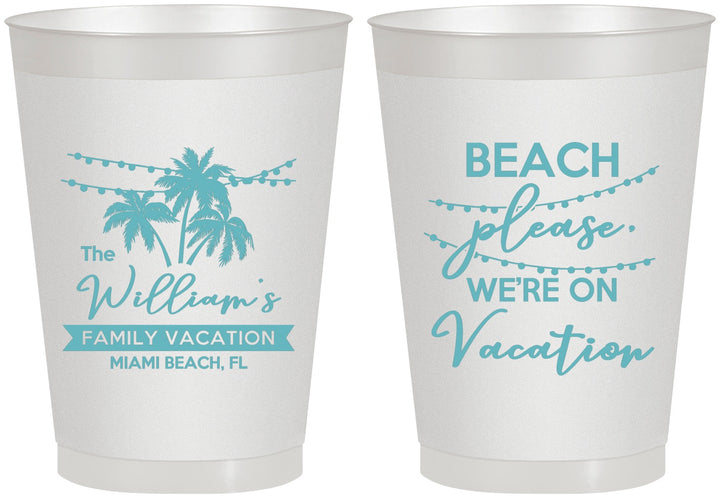 Personalized Family Vacation 8 oz Frosted Cups - Beach Please | 180004