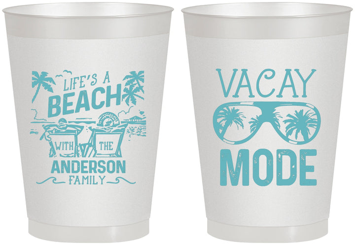 Personalized Family Vacation 8 oz Frosted Cups - Lifes A Beach | 180008