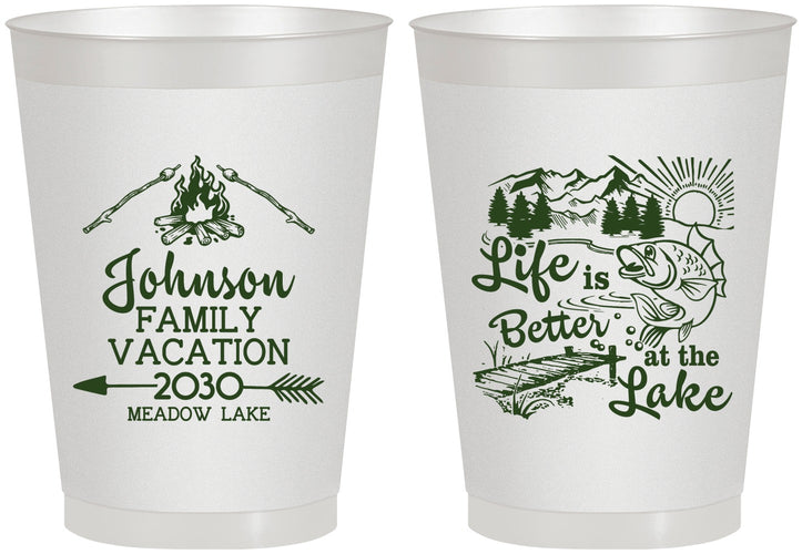 Personalized Family Vacation 8 oz Frosted Cups - Lake Camping | 180011