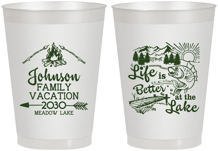 Personalized Family Vacation 8 oz Frosted Cups - Lake Camping | 180011