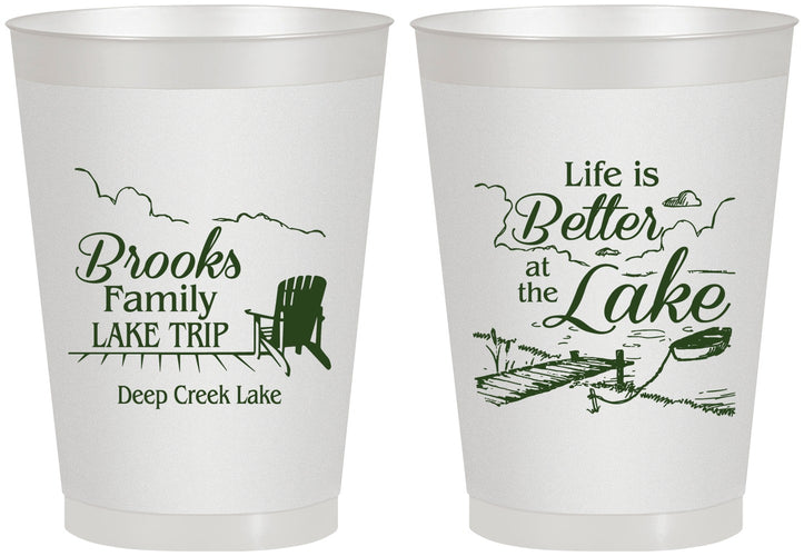Personalized Family Vacation 8 oz Frosted Cups - Lake Camping | 180012
