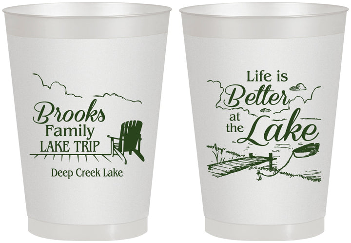 Personalized Family Vacation 8 oz Frosted Cups - Lake Camping | 180012