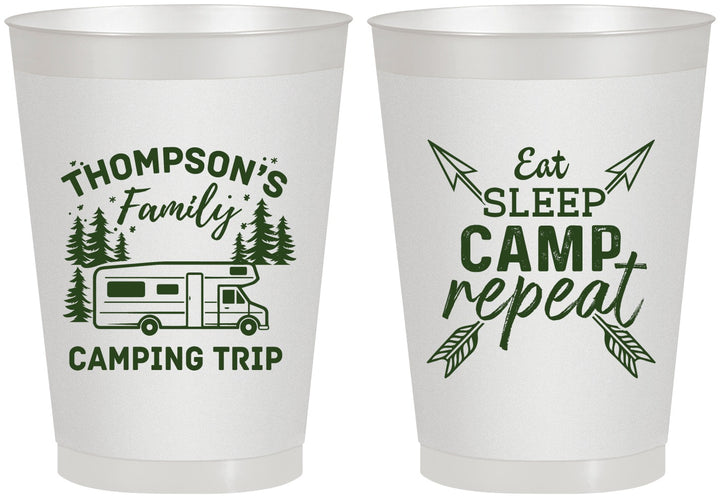 Personalized Family Vacation 8 oz Frosted Cups - Camping Trip | 180016