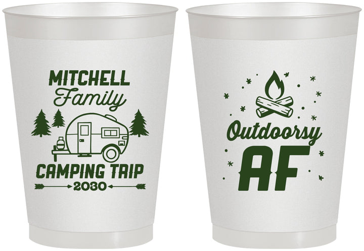 Personalized Family Vacation 8 oz Frosted Cups - Camping Trip | 180018