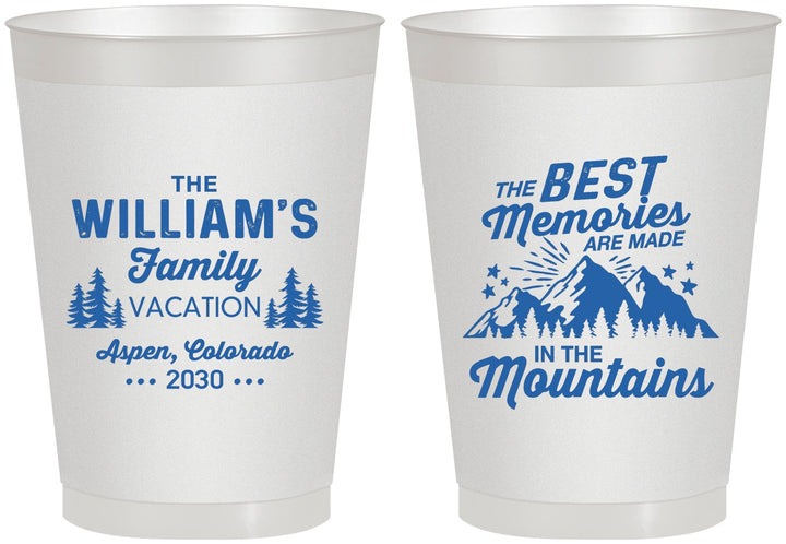 Personalized Family Vacation 8 oz Frosted Cups - Mountains | 180022
