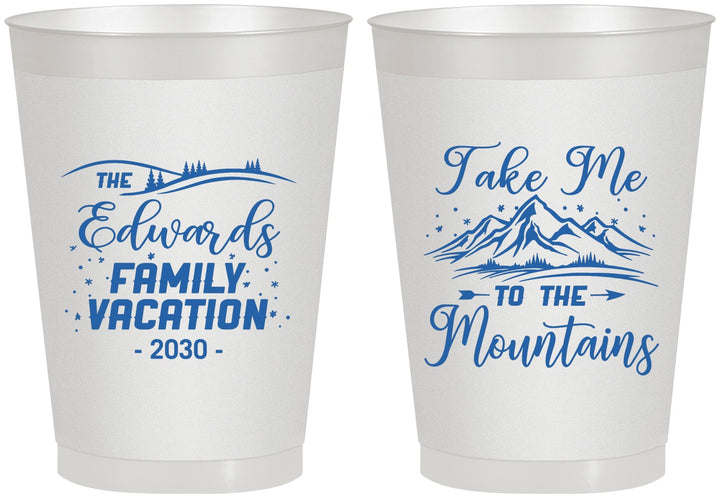 Personalized Family Vacation 8 oz Frosted Cups - Mountains | 180024