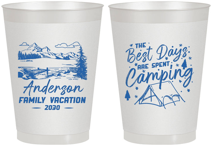 Personalized Family Vacation 8 oz Frosted Cups - Camping Trip | 180025