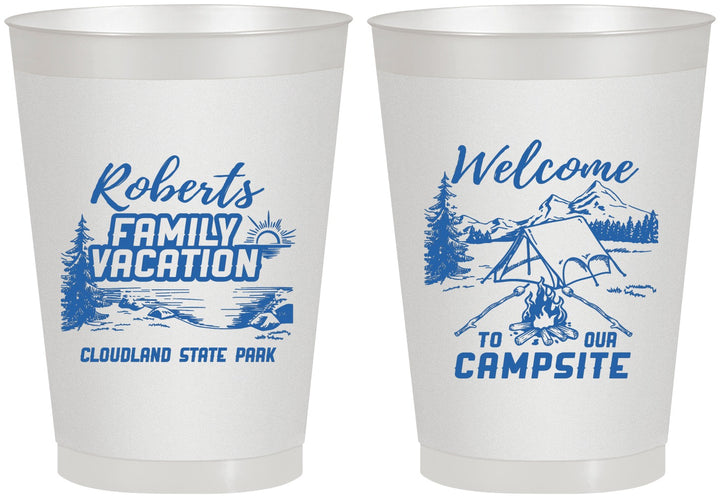 Personalized Family Vacation 8 oz Frosted Cups - Camping Trip | 180026