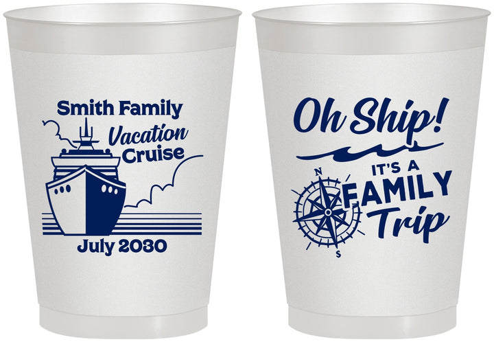 Personalized Family Vacation 8 oz Frosted Cups - Oh Ship Cruise | 180030