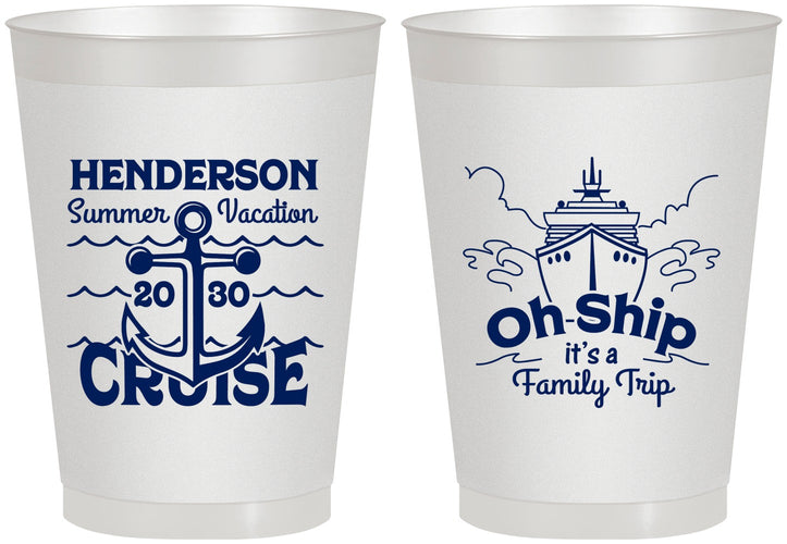 Personalized Family Vacation 8 oz Frosted Cups - Oh Ship Cruise | 180032