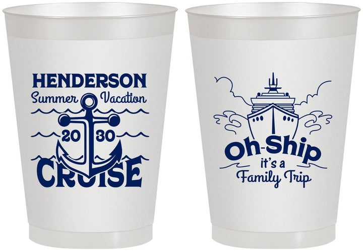 Personalized Family Vacation 8 oz Frosted Cups - Oh Ship Cruise | 180032