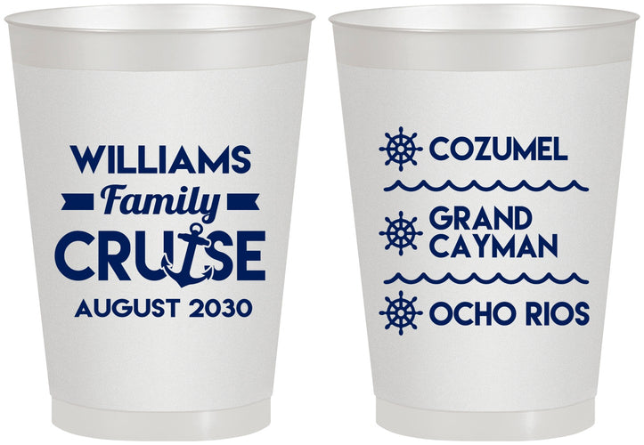 Personalized Family Vacation 8 oz Frosted Cups - Nautical Cruise | 180034