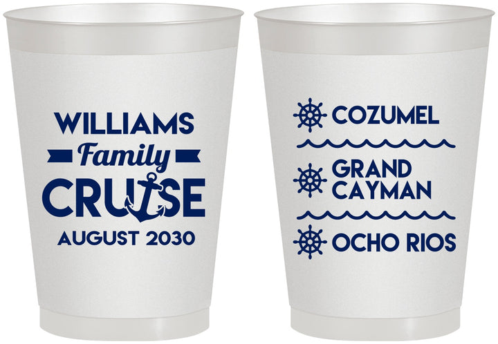 Personalized Family Vacation 8 oz Frosted Cups - Nautical Cruise | 180034