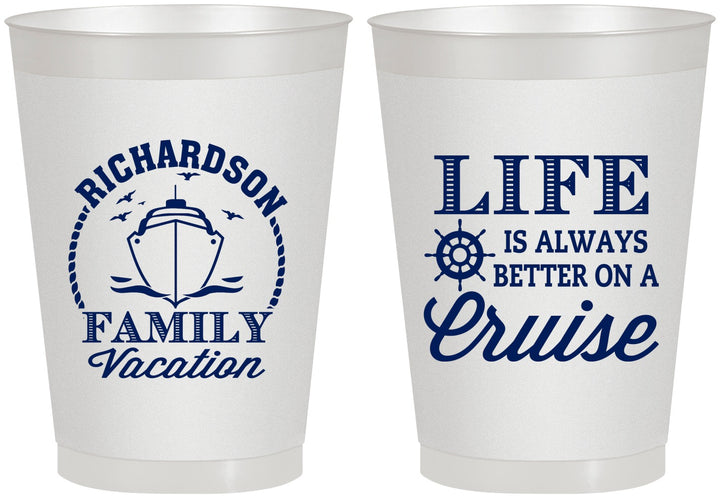 Personalized Family Vacation 8 oz Frosted Cups - Cruise Ship | 180036