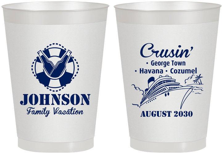 Personalized Family Vacation 8 oz Frosted Cups - Cruisin Ship | 180039
