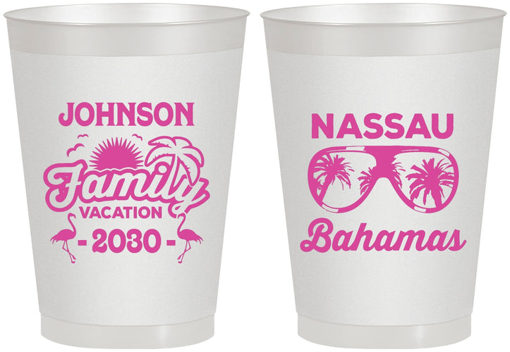 Personalized Family Vacation 8 oz Frosted Cups - Bahamas | 180041