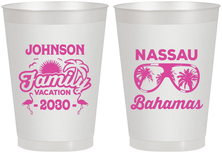 Personalized Family Vacation 8 oz Frosted Cups - Bahamas | 180041