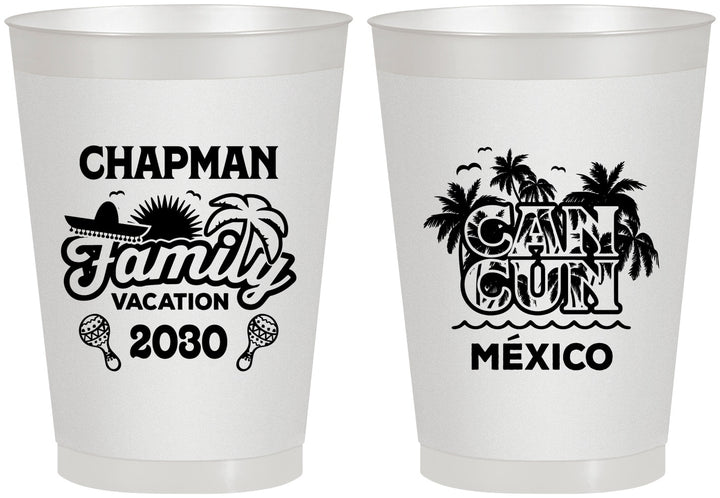 Personalized Family Vacation 8 oz Frosted Cups - Cancun | 180042