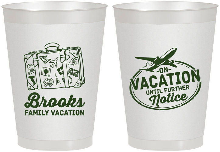 Personalized Family Vacation 8 oz Frosted Cups - Road Trip Plane | 180052