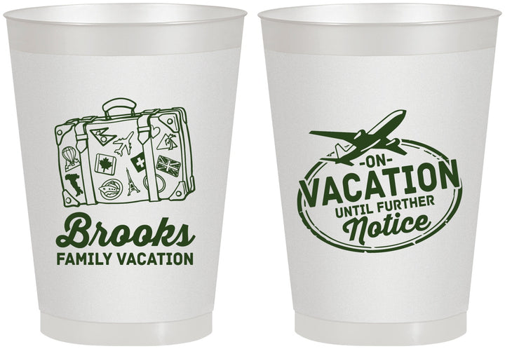 Personalized Family Vacation 8 oz Frosted Cups - Road Trip Plane | 180052