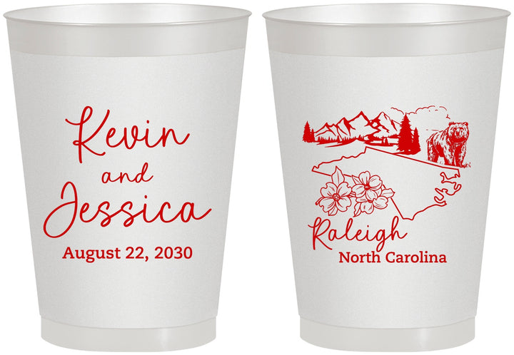 Personalized Wedding 8 oz Frosted Cups - North Carolina | 182