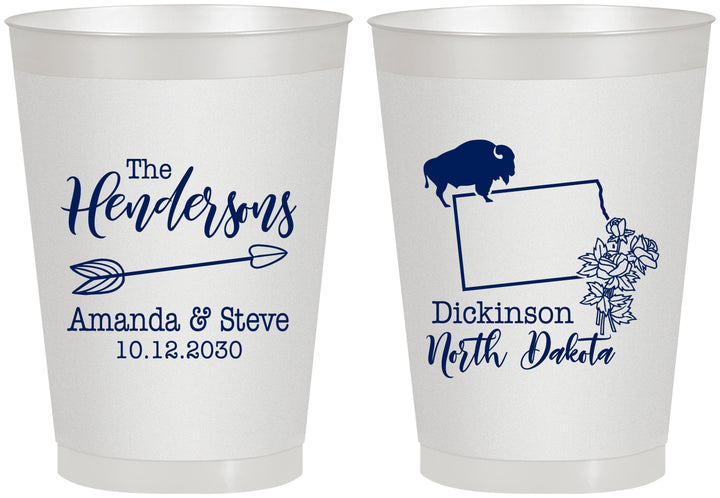 Personalized Wedding 8 oz Frosted Cups - North Dakota | 183