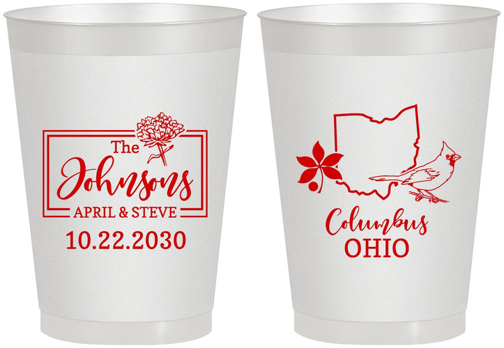 Personalized Wedding 8 oz Frosted Cups - Ohio | 184