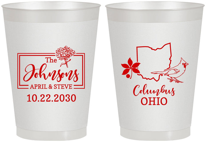 Personalized Wedding 8 oz Frosted Cups - Ohio | 184