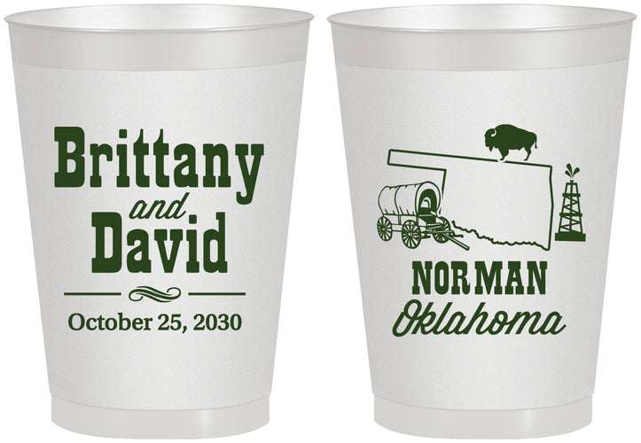 Personalized Wedding 8 oz Frosted Cups - Oklahoma | 185