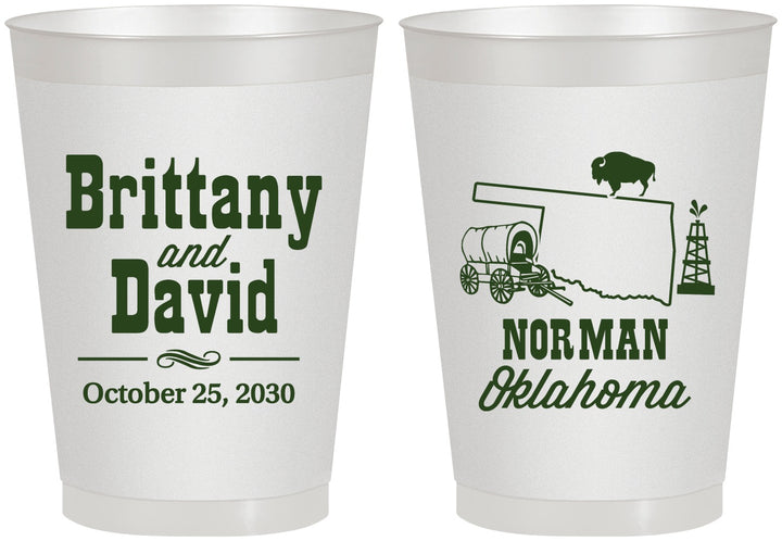 Personalized Wedding 8 oz Frosted Cups - Oklahoma | 185