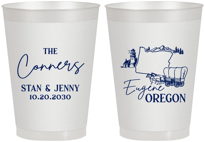 Personalized Wedding 8 oz Frosted Cups - Oregon | 186