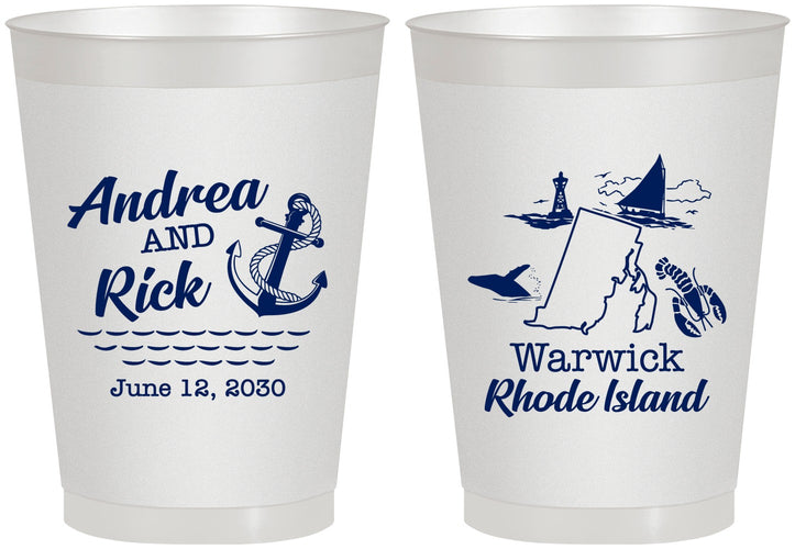 Personalized Wedding 8 oz Frosted Cups - Rhode Island | 188