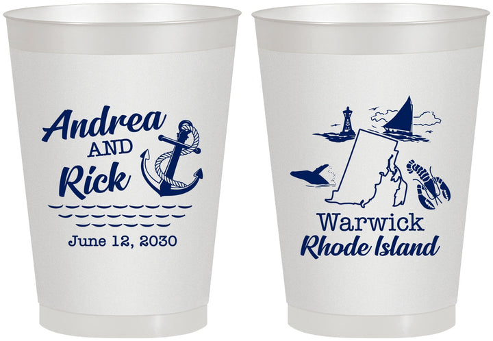 Personalized Wedding 8 oz Frosted Cups - Rhode Island | 188