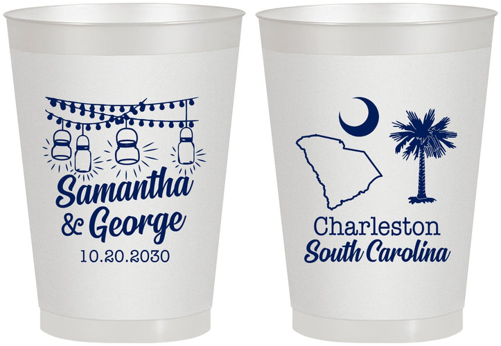 Personalized Wedding 8 oz Frosted Cups - South Carolina | 189