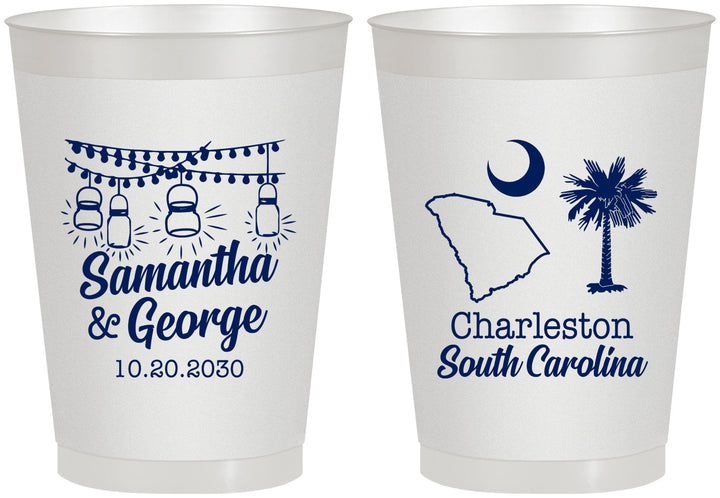 Personalized Wedding 8 oz Frosted Cups - South Carolina | 189