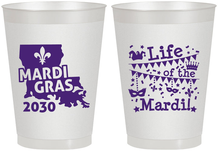 Personalized Mardi Gras 8 oz Frosted Cups - Life Of The Mardi | 190001