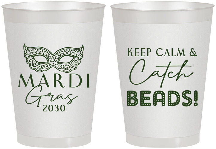 Personalized Mardi Gras 8 oz Frosted Cups - Beads Nola | 190007