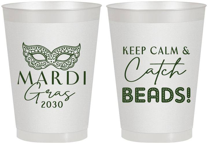 Personalized Mardi Gras 8 oz Frosted Cups - Beads Nola | 190007