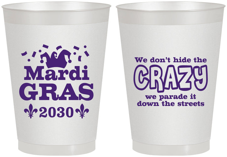 Personalized Mardi Gras 8 oz Frosted Cups - Fleur De Lis | 190009