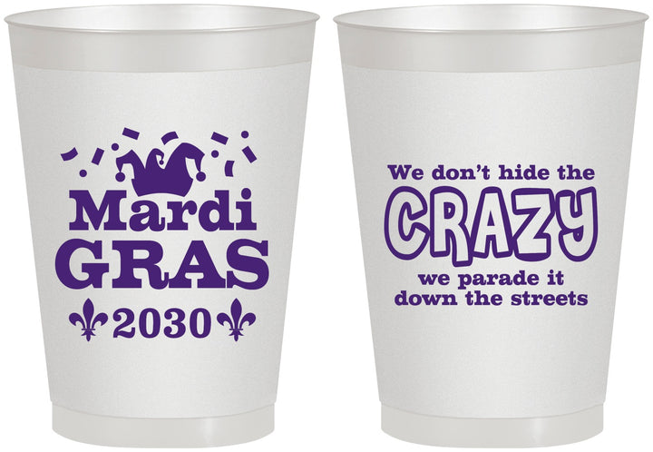 Personalized Mardi Gras 8 oz Frosted Cups - Fleur De Lis | 190009