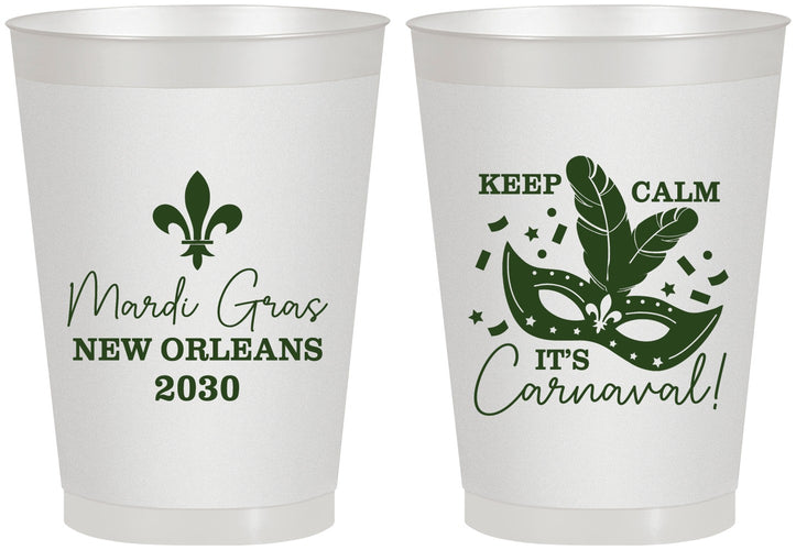 Personalized Mardi Gras 8 oz Frosted Cups - Fleur De Lis Carnaval | 190011