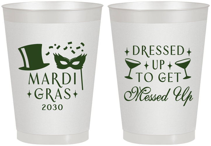 Personalized Mardi Gras 8 oz Frosted Cups - Fleur De Lis | 190015