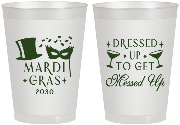 Personalized Mardi Gras 8 oz Frosted Cups - Fleur De Lis | 190015