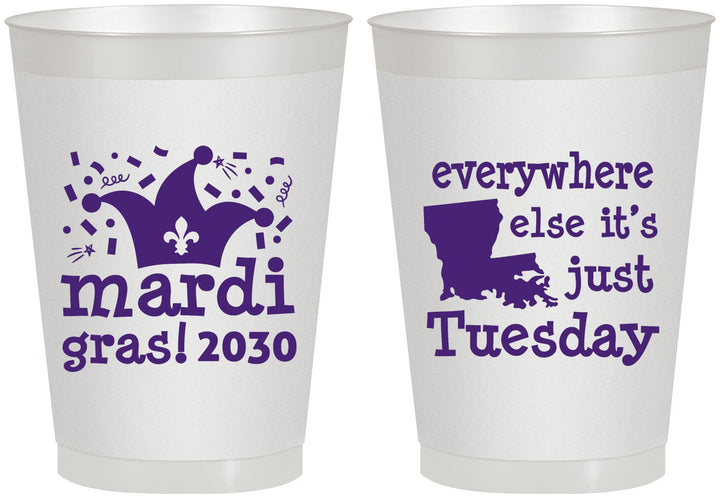 Personalized Mardi Gras 8 oz Frosted Cups - Nola New Orleans | 190016