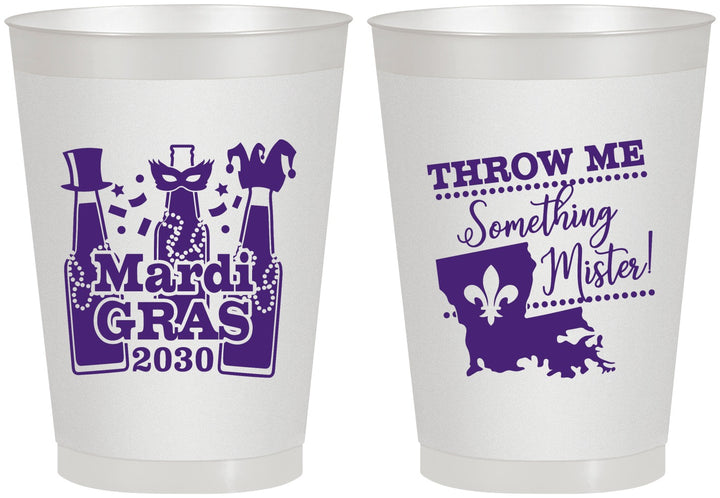 Personalized Mardi Gras 8 oz Frosted Cups - Beads Nola | 190017