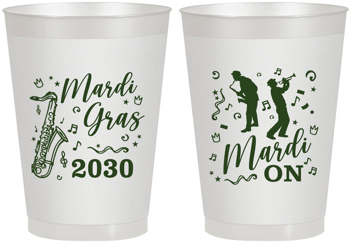 Personalized Mardi Gras 8 oz Frosted Cups - Mardi On Jazz | 190019